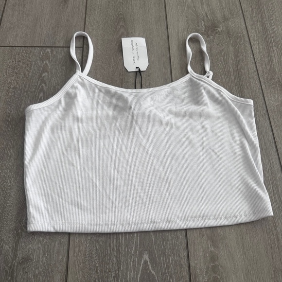 NWT BETTER TOGETHER WHITE CAMI CROPPED - Picture 1 of 4